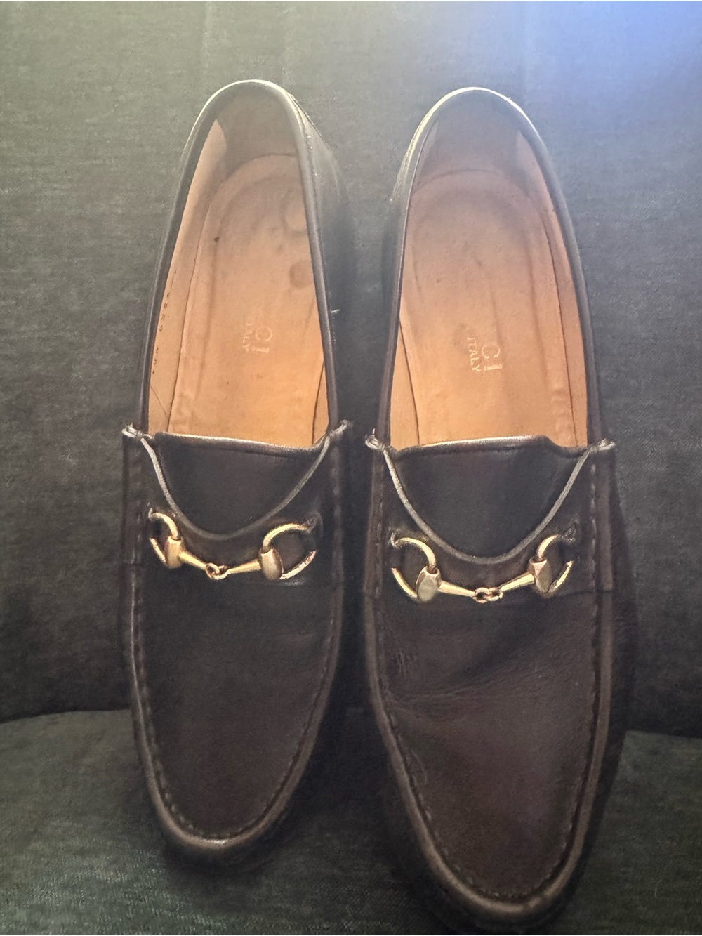 Gucci 10b Men's Black Leather Horsebit Loafers Classic Dress Slip On Narrow
